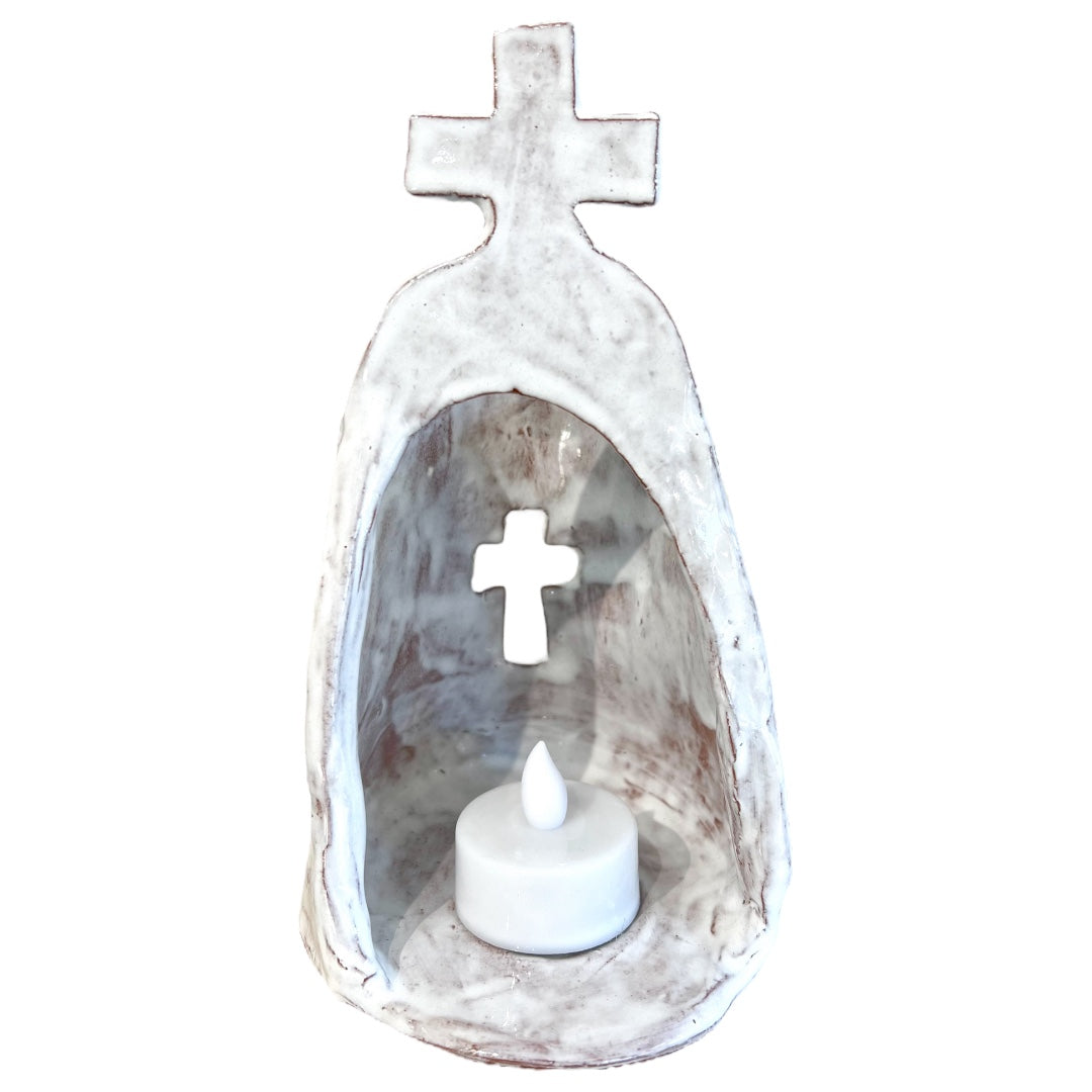 Ceramic Cross Tea-light Alter