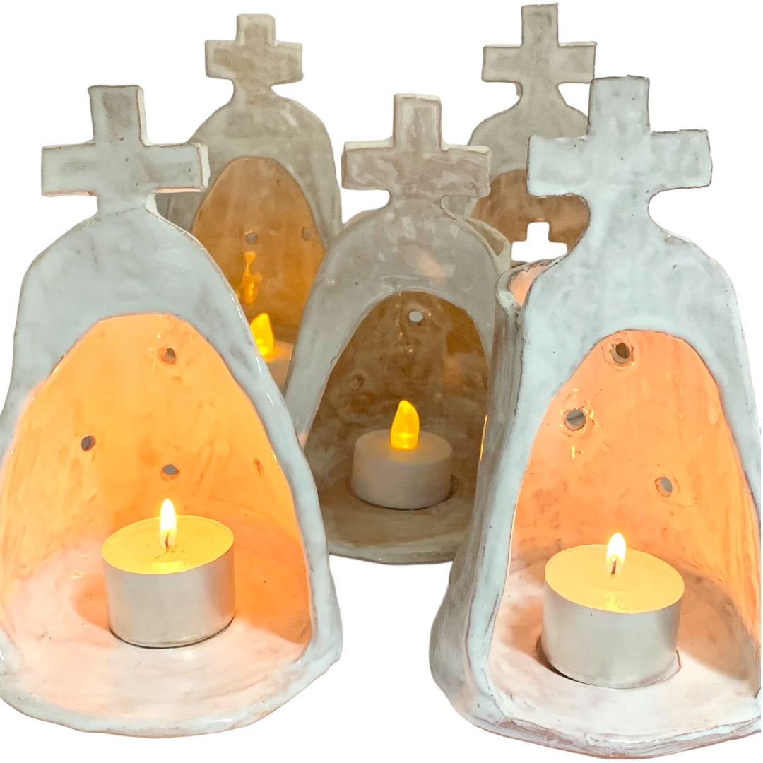 Ceramic Cross Tea-light Alter