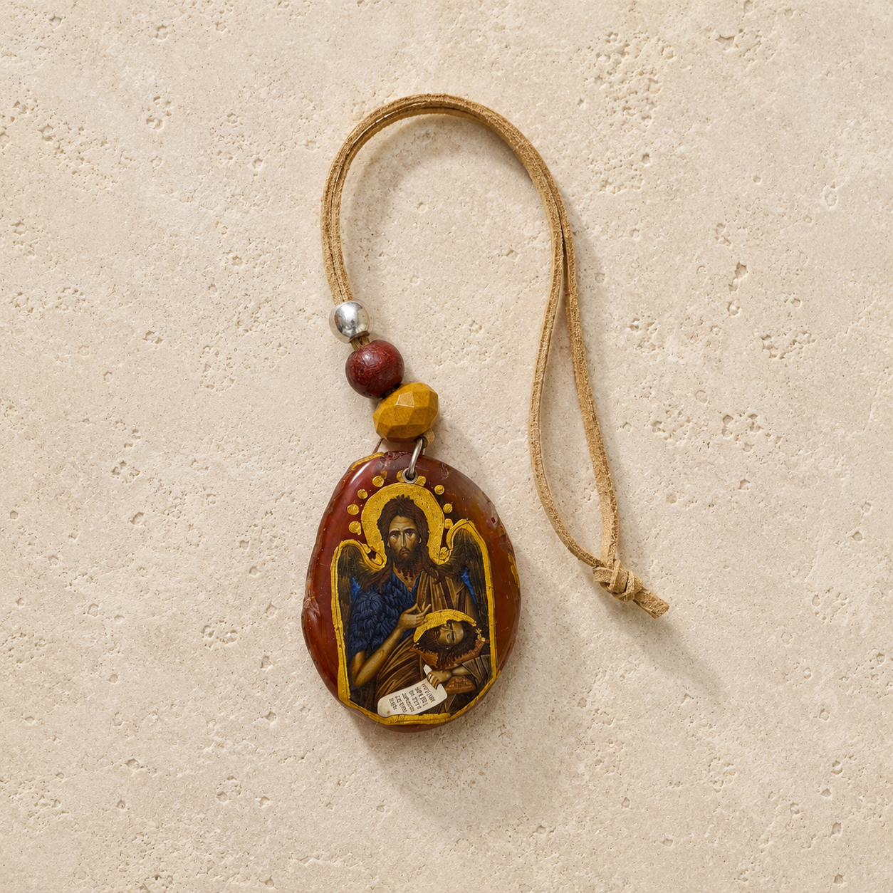 Saint John The Baptist Agate Gemstone Icon Ornament