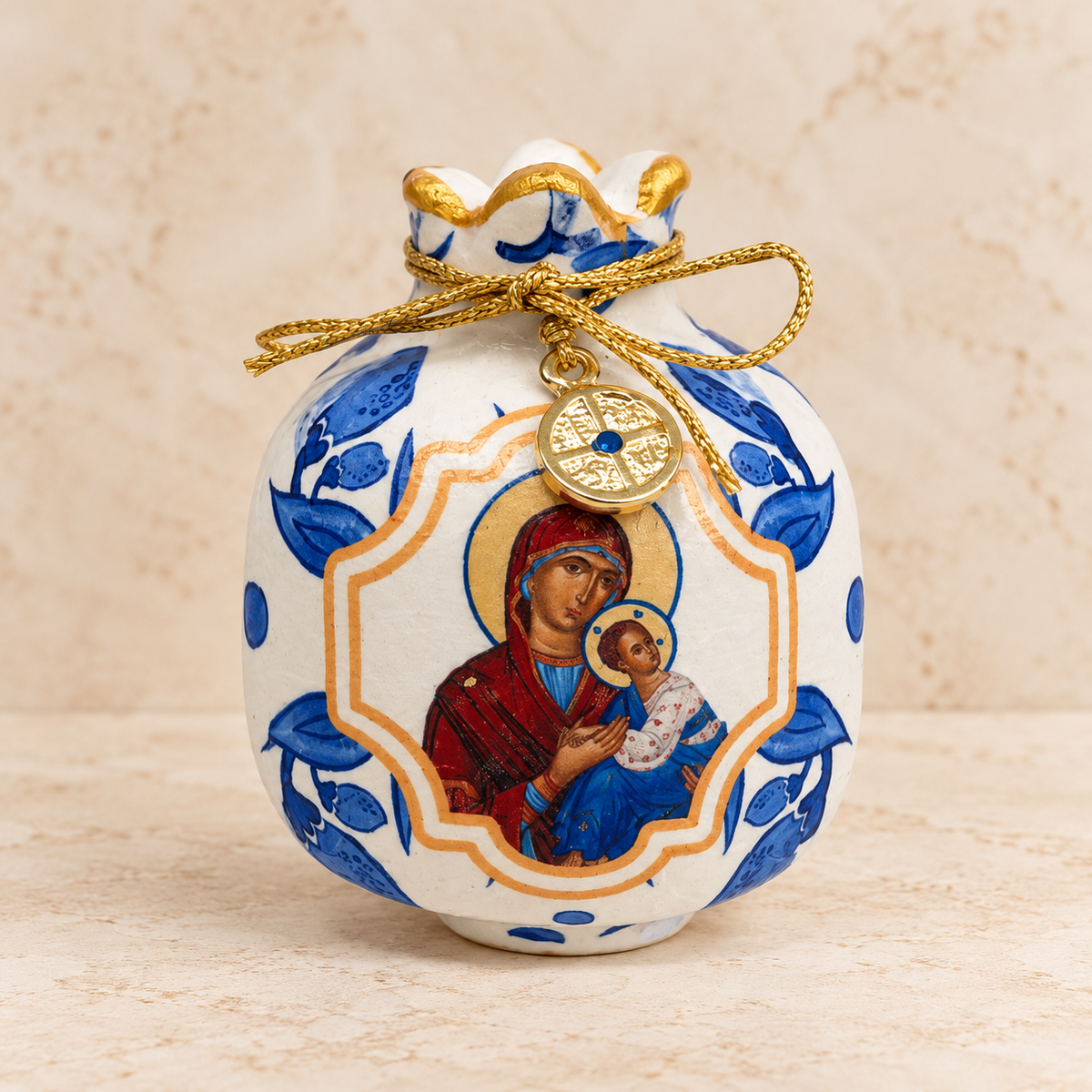 Mini Icon Pomegranate – Mary and Jesus