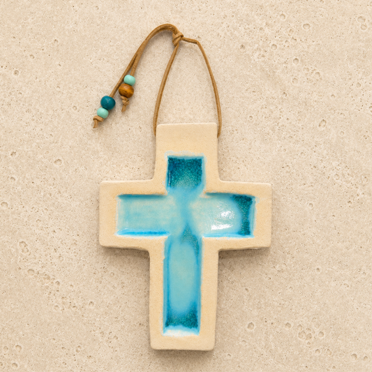 Santorini Turquoise Blue Ceramic Cross