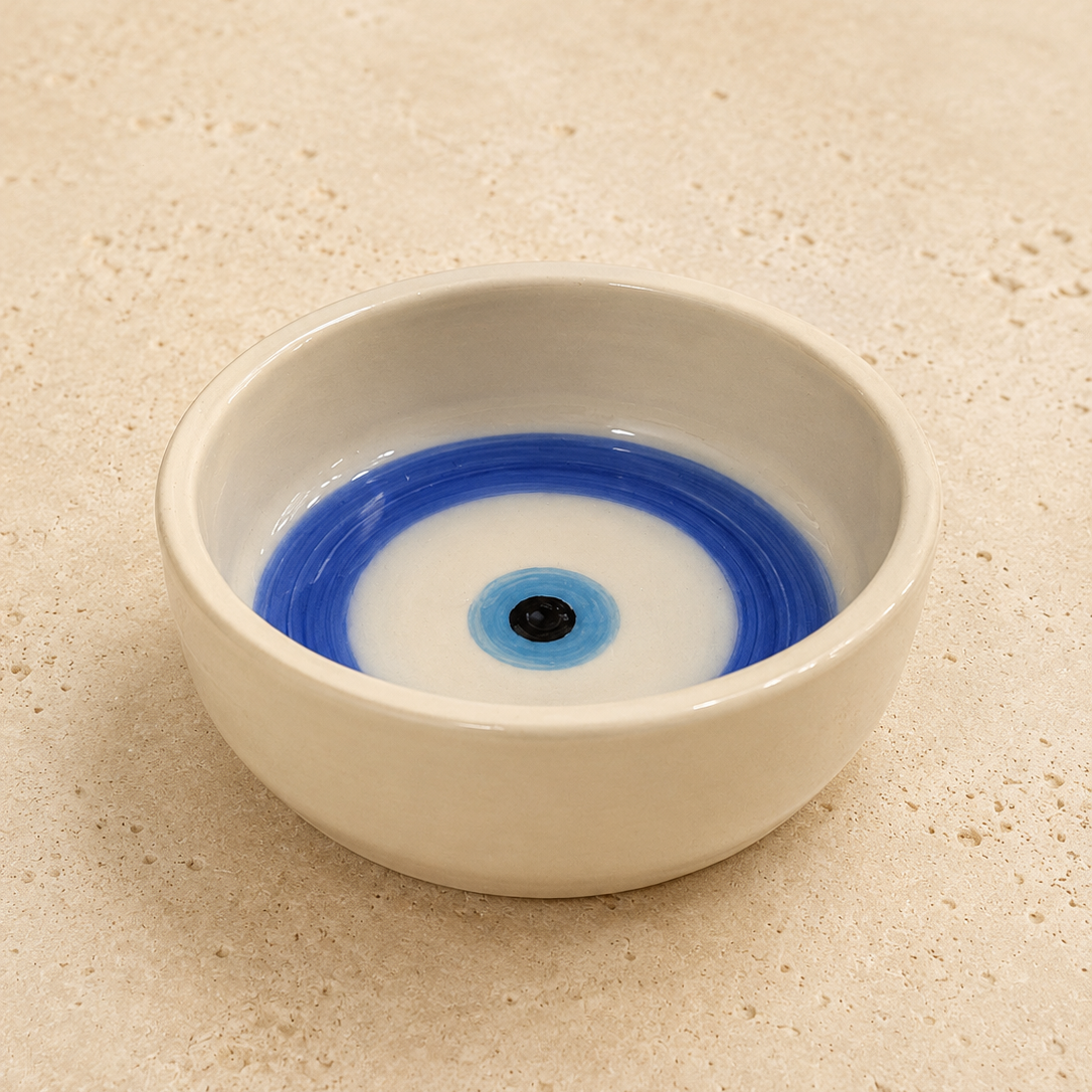 Handmade Evil Eye Ceramic Pet Bowl