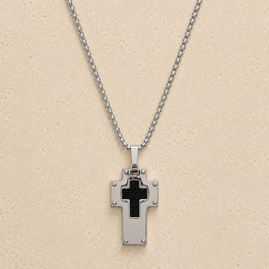 Cross Mens Necklace Stainless Steel
