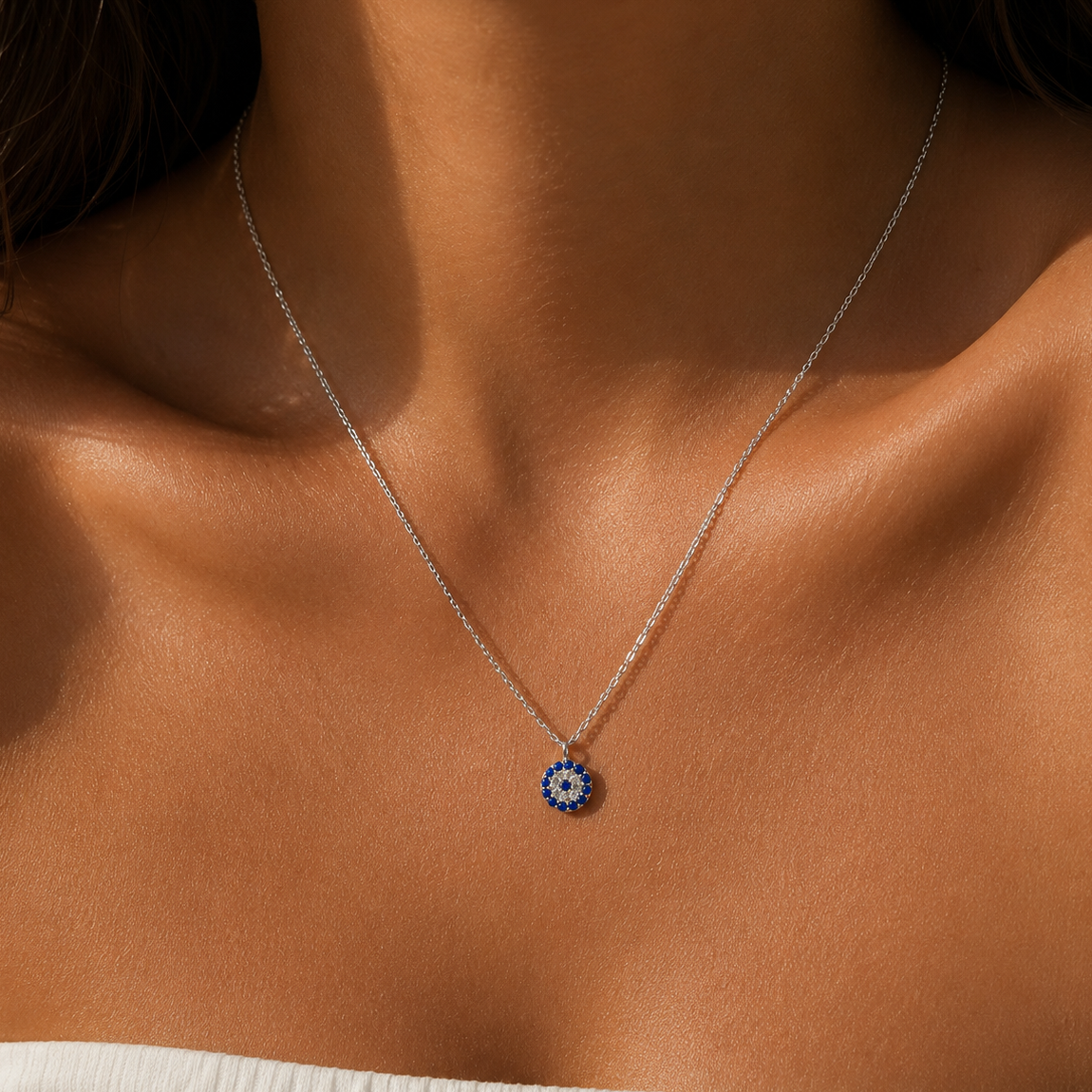 Evil Eye Necklace Sterling Silver