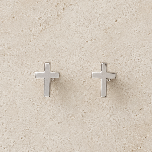 Cross Silver Stud Earrings