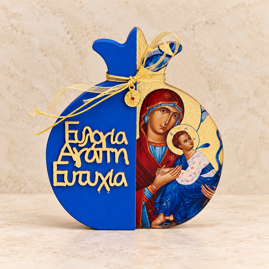 Mary and Jesus Wooden Pomegranate Icon