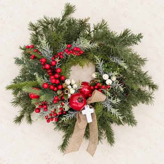 Handcrafted Red Pomegranate Christmas Wreath
