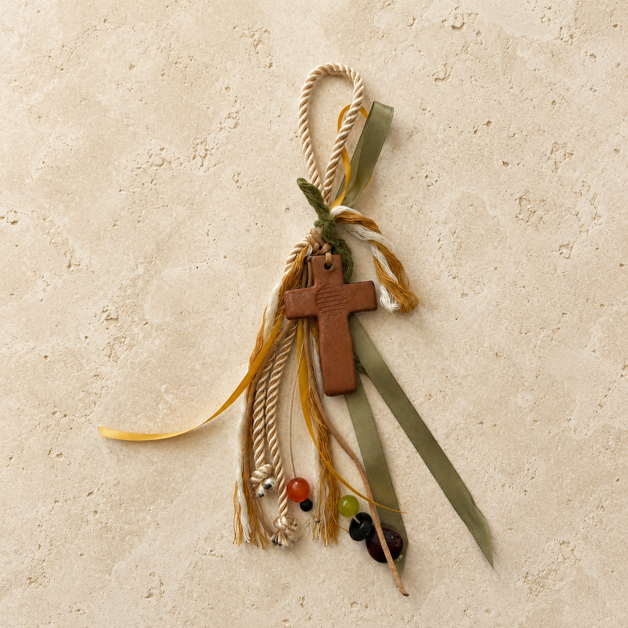 Copper Ceramic Cross Ornament