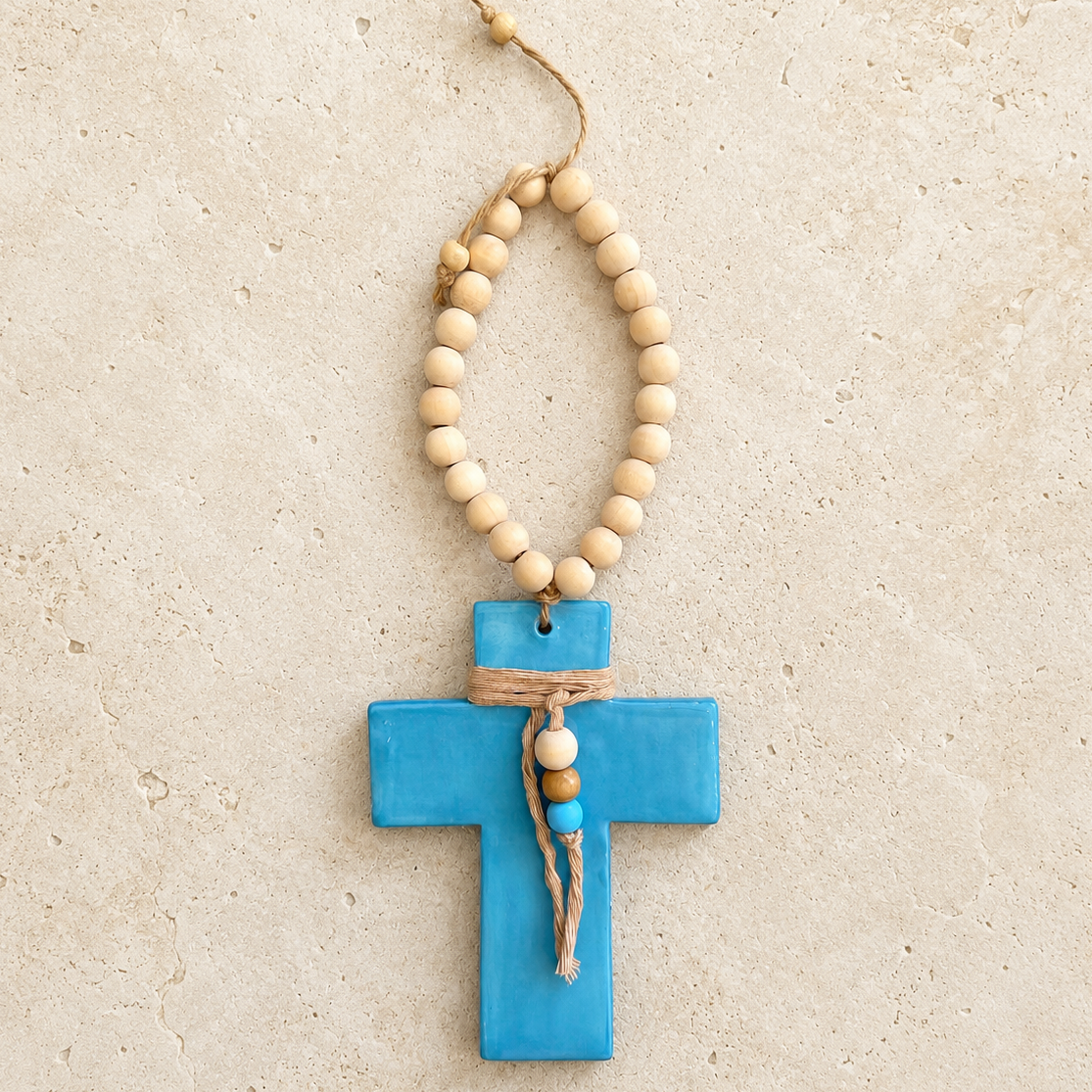 Milos Blue Ceramic Cross