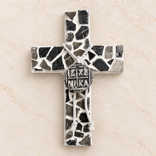Charcoal Marble Chip Cross & Nika Ornament
