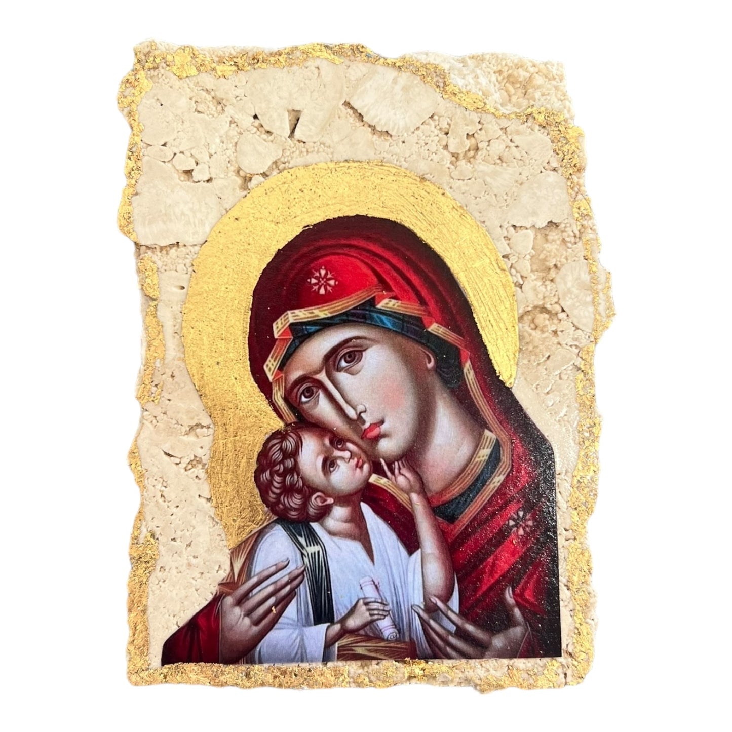 Mary And Jesus On Travertine