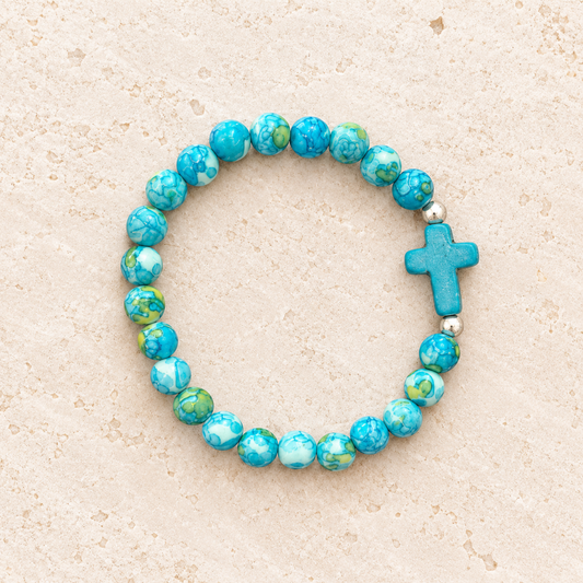 Children’s Blue Cross Beaded Bracelet