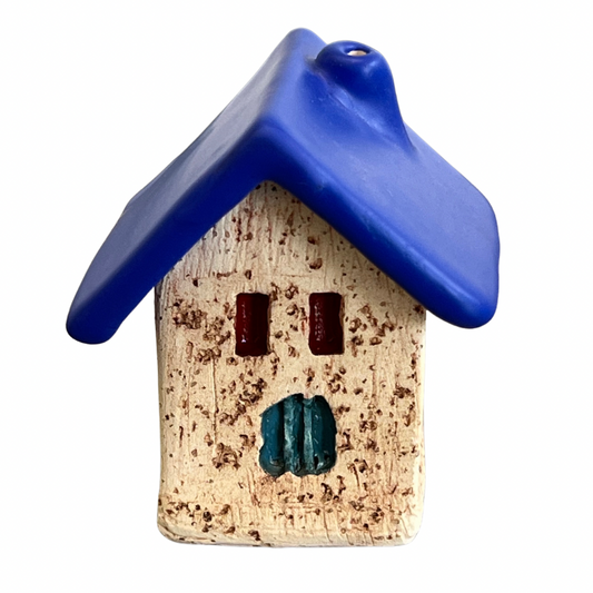 Handmade Ceramic House Miniature- Blue