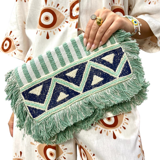 Turquoise Beaded Clutch Bag