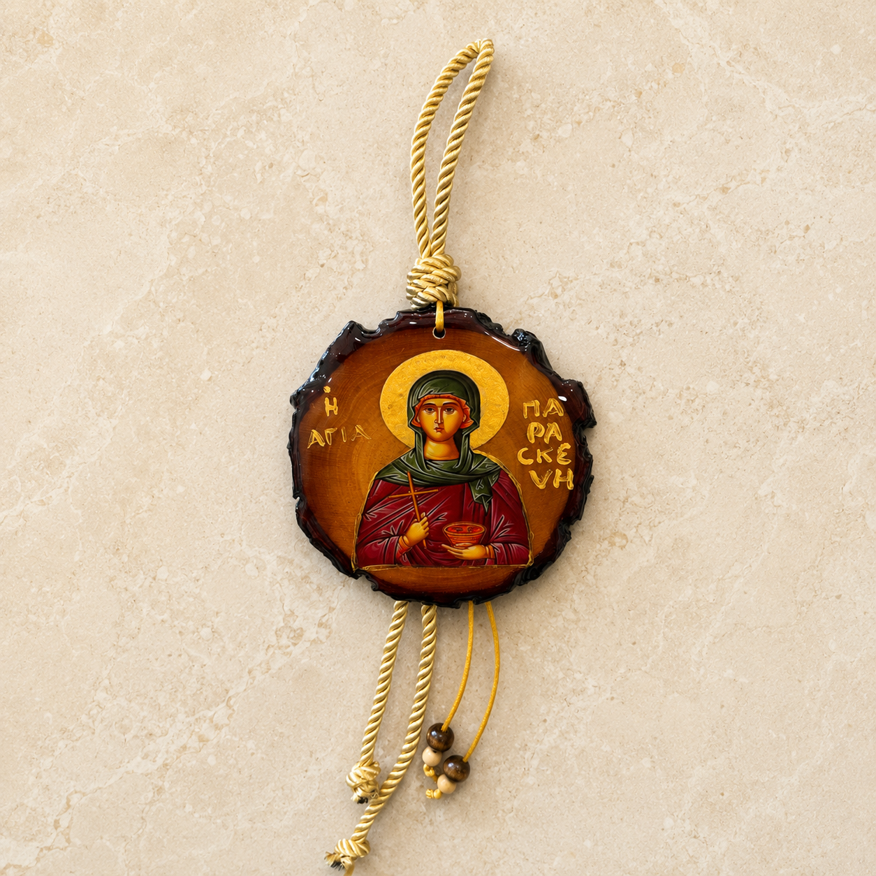 Saint Paraskevi Wooden Icon Ornament