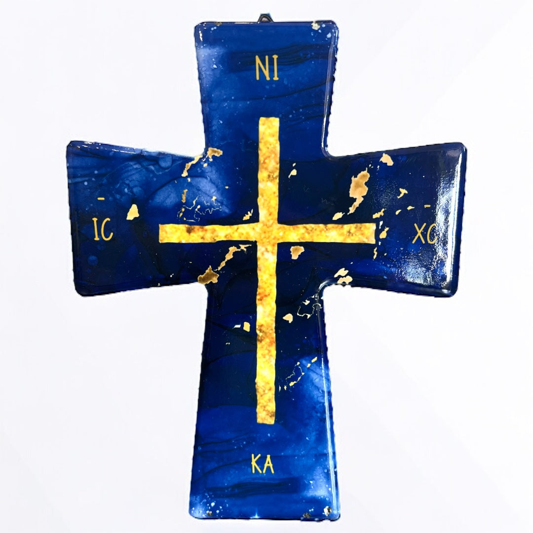 Blue And Gold Porcelain Cross