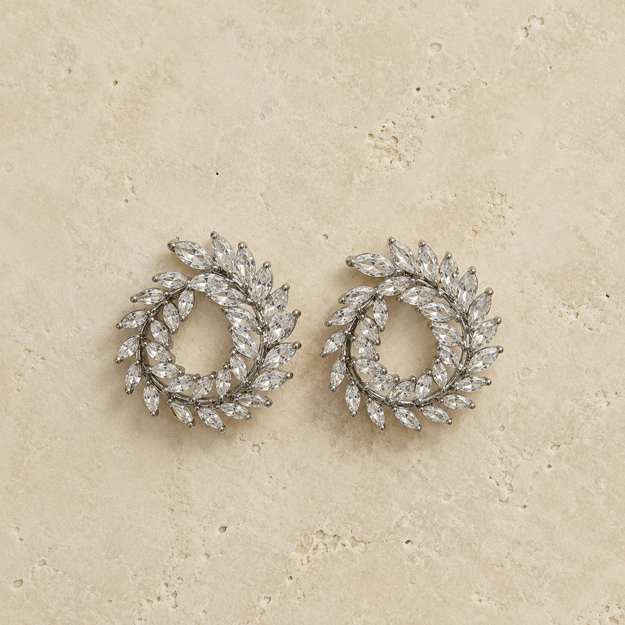 Crystal Laurel Stainless Steel Earrings
