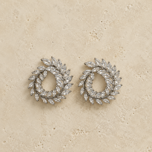 Crystal Laurel Stainless Steel Earrings