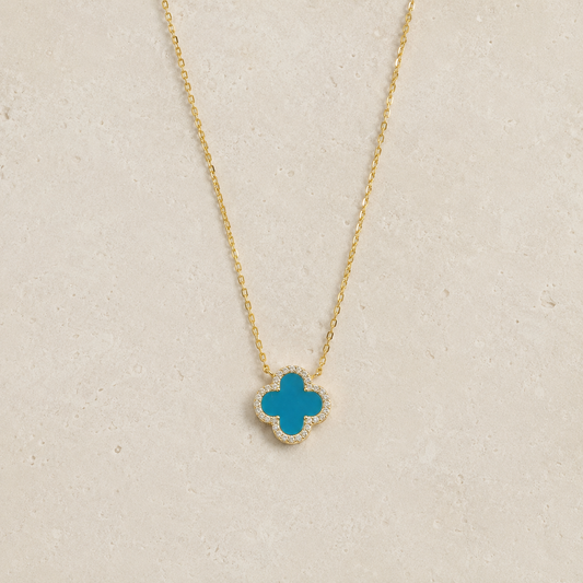 Blue Clover Gold Necklace