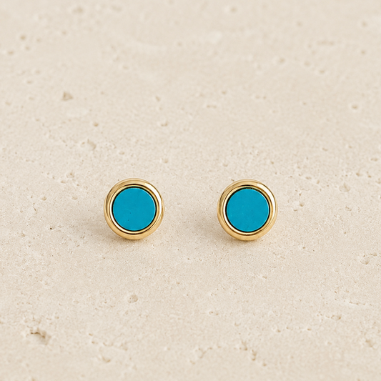 Turquoise Stud Gold Earrings