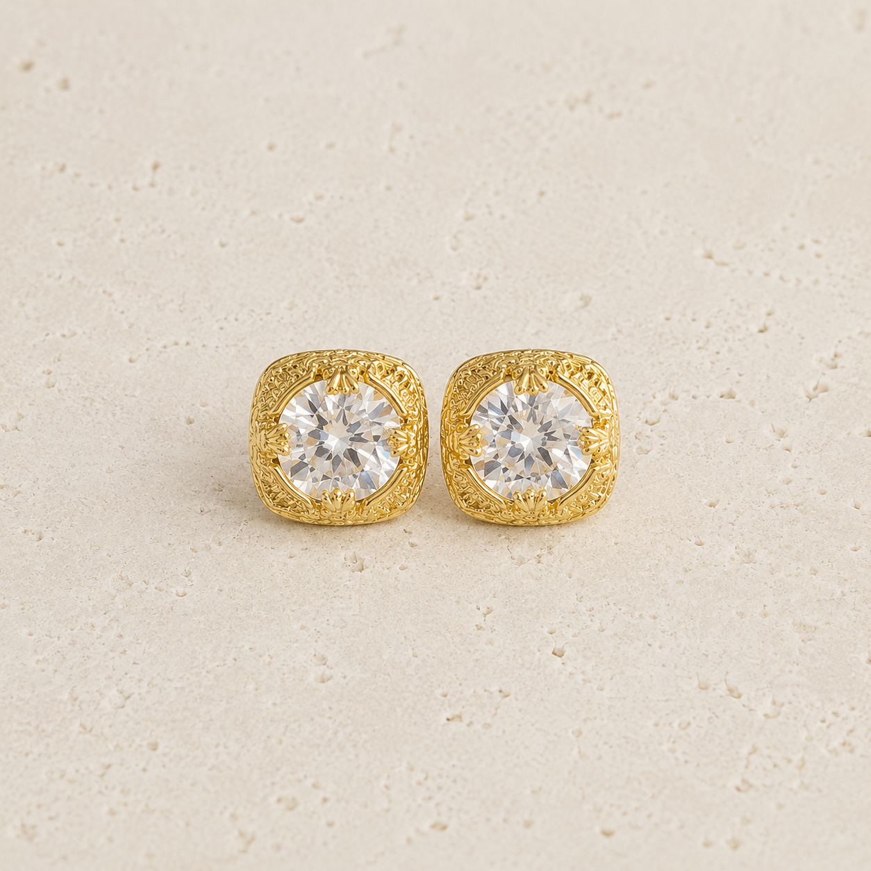 Crystal Gold Stud Earrings