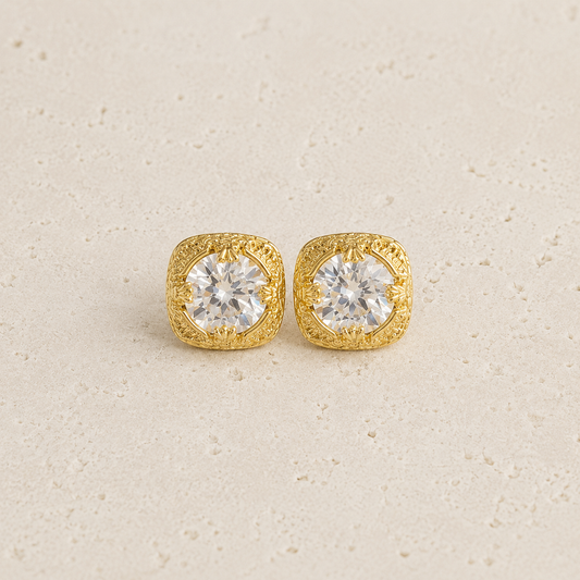 Crystal Gold Stud Earrings