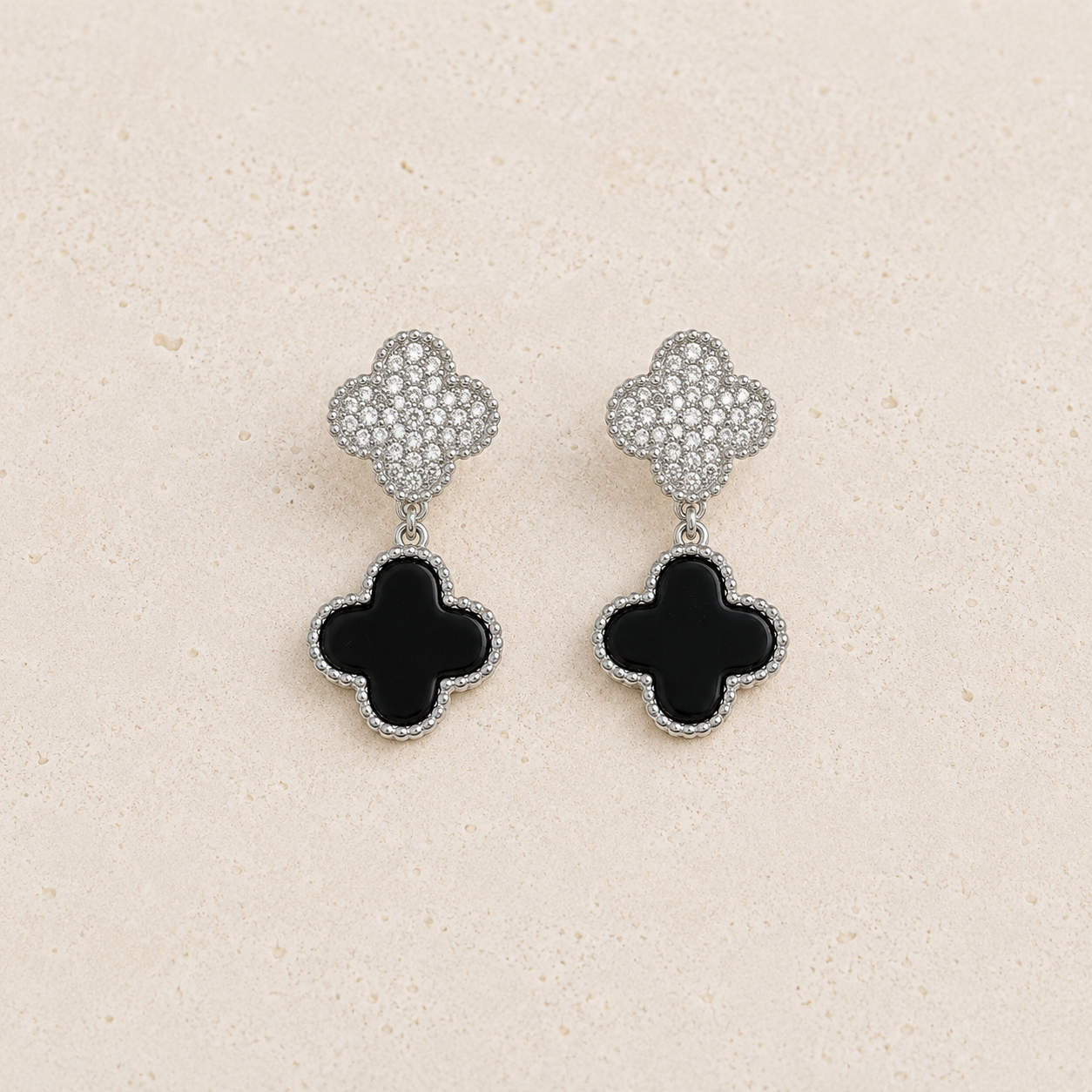 Black Clover Drop Stainless Steel Earrings