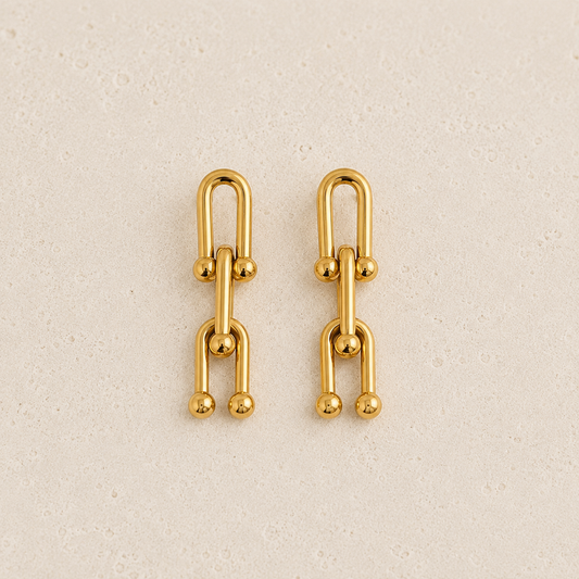 Link Stud Gold Earrings