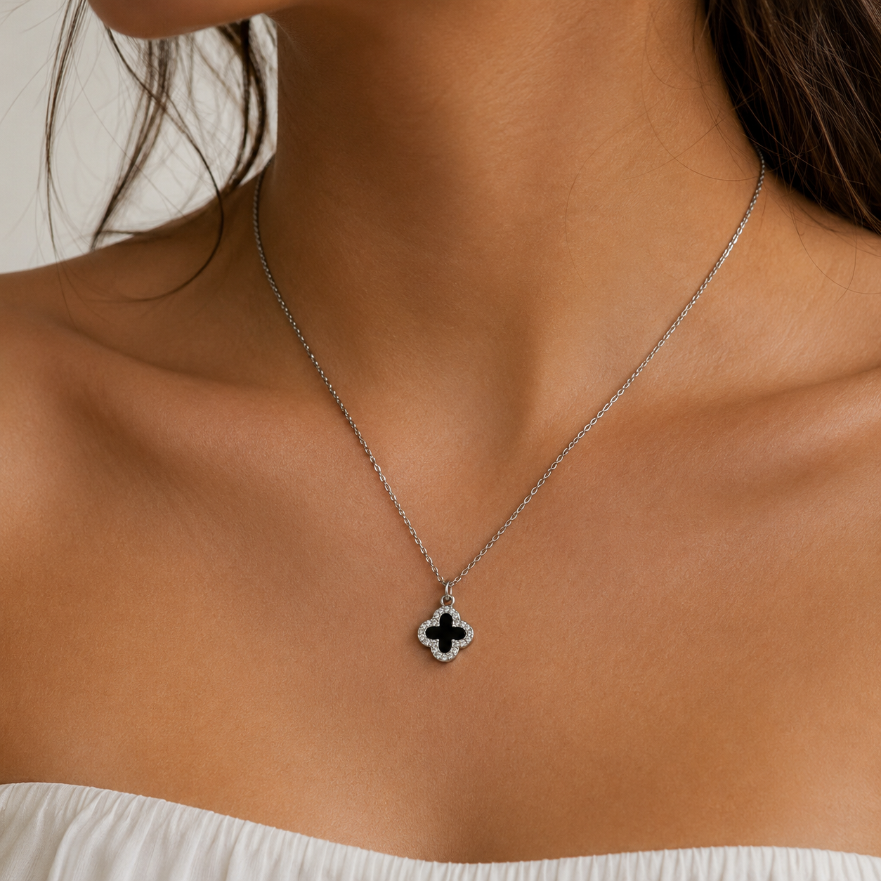 Black Clover Sterling Silver Necklace