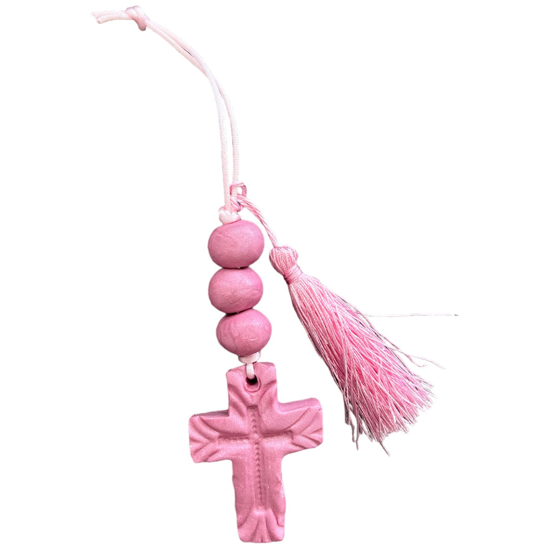 Pink Clay Cross Ornament