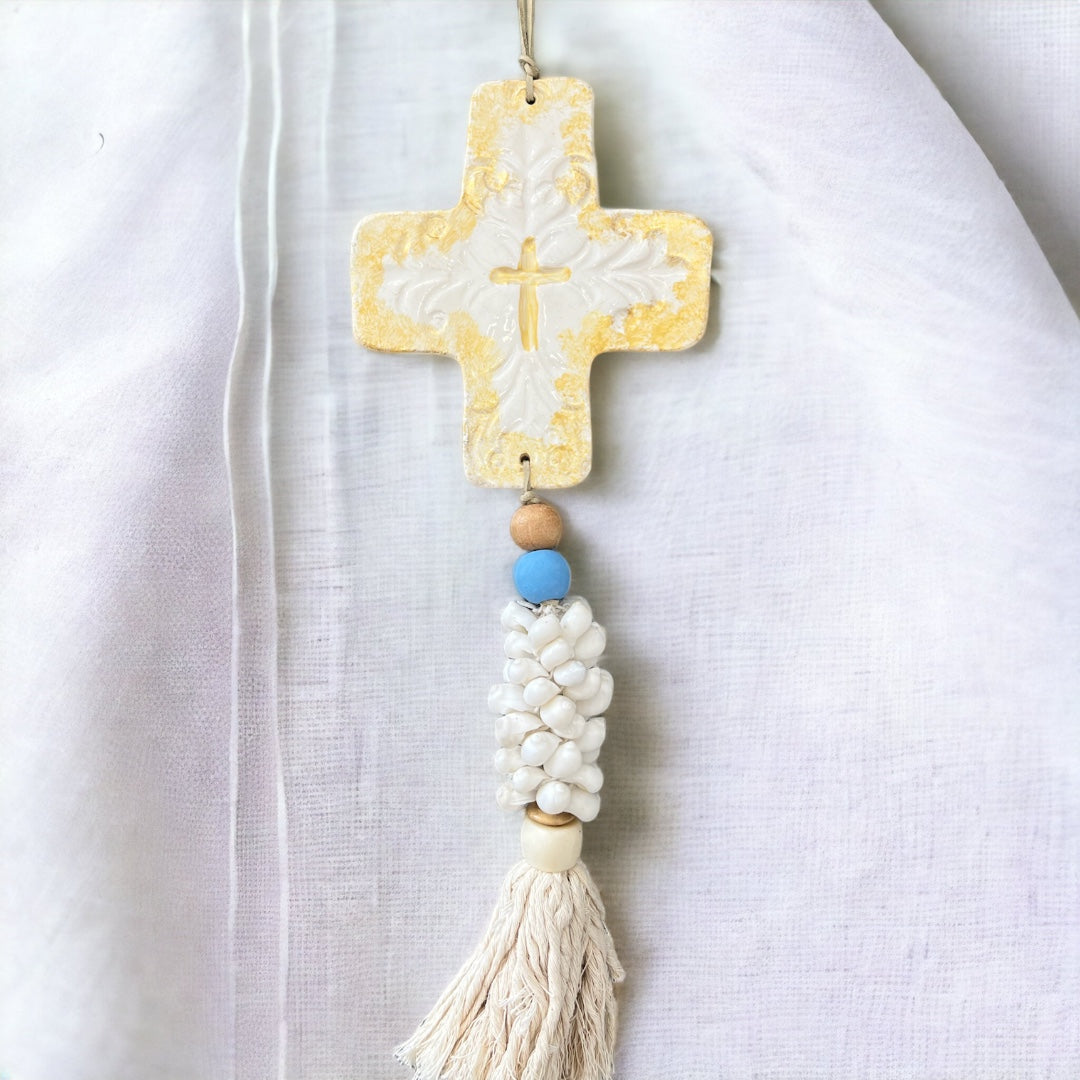 Ceramic Cross With Tassel