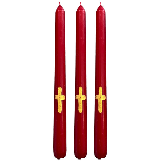 Deep Red Scented Candle & Hand Painted Cross