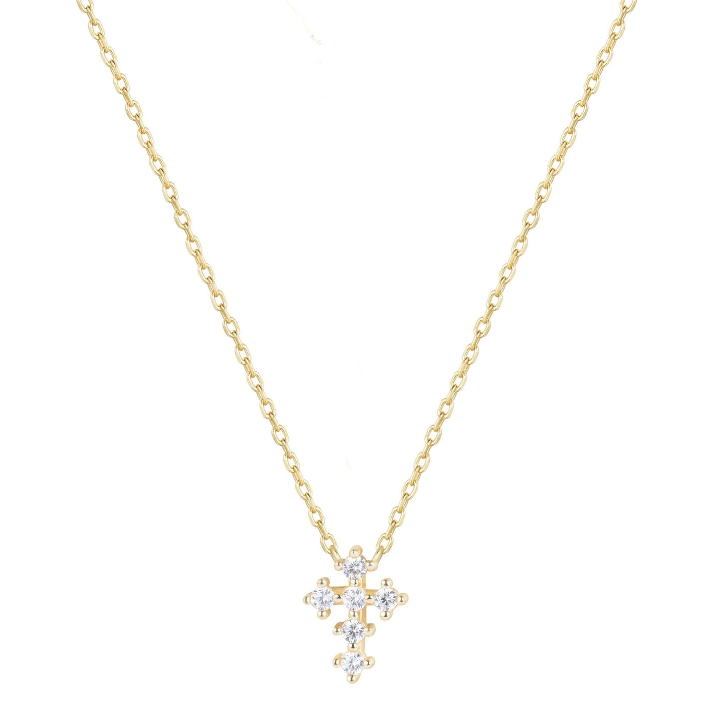 Crystal Mini Cross Gold Necklace