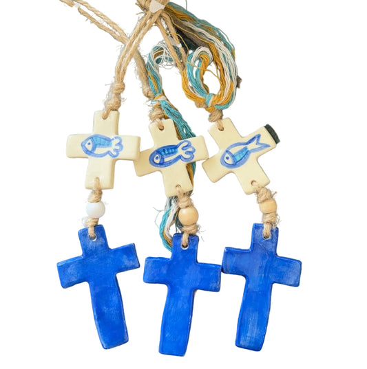Ceramic Blue Fish Cross