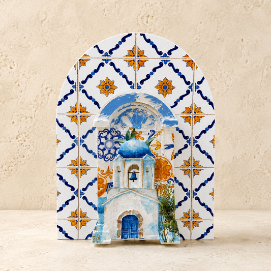 Wooden Santorini Church Ornament
