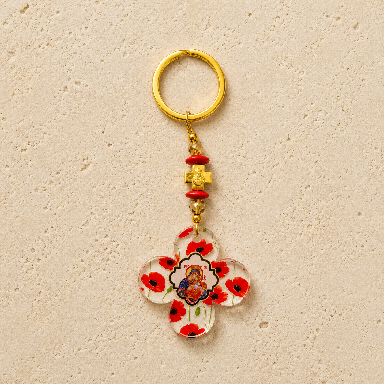 Mary & Jesus Clover Acrylic Keyring