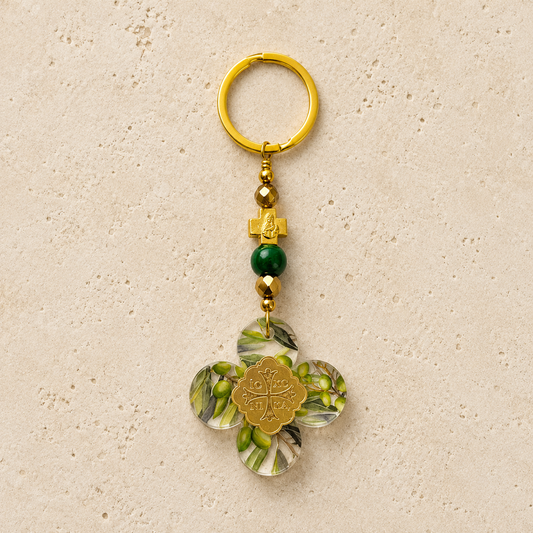 Green Olive Clover Nika Acrylic Keyring