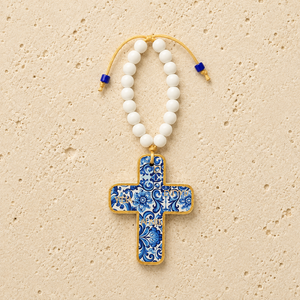 Blue & White Ceramic Cross