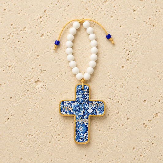 Blue & White Ceramic Cross