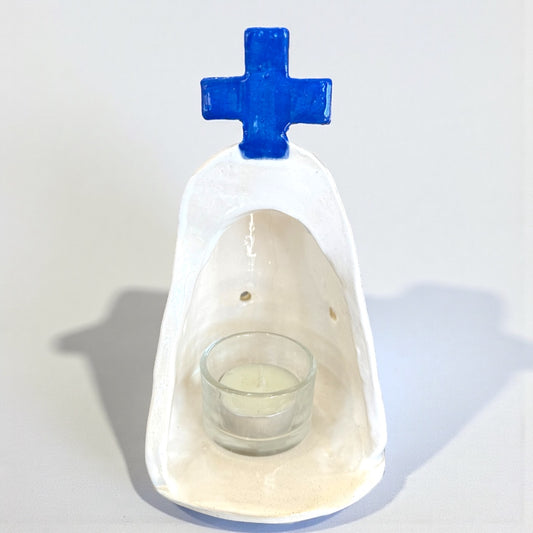 Ceramic Blue Cross Tea-light Alter