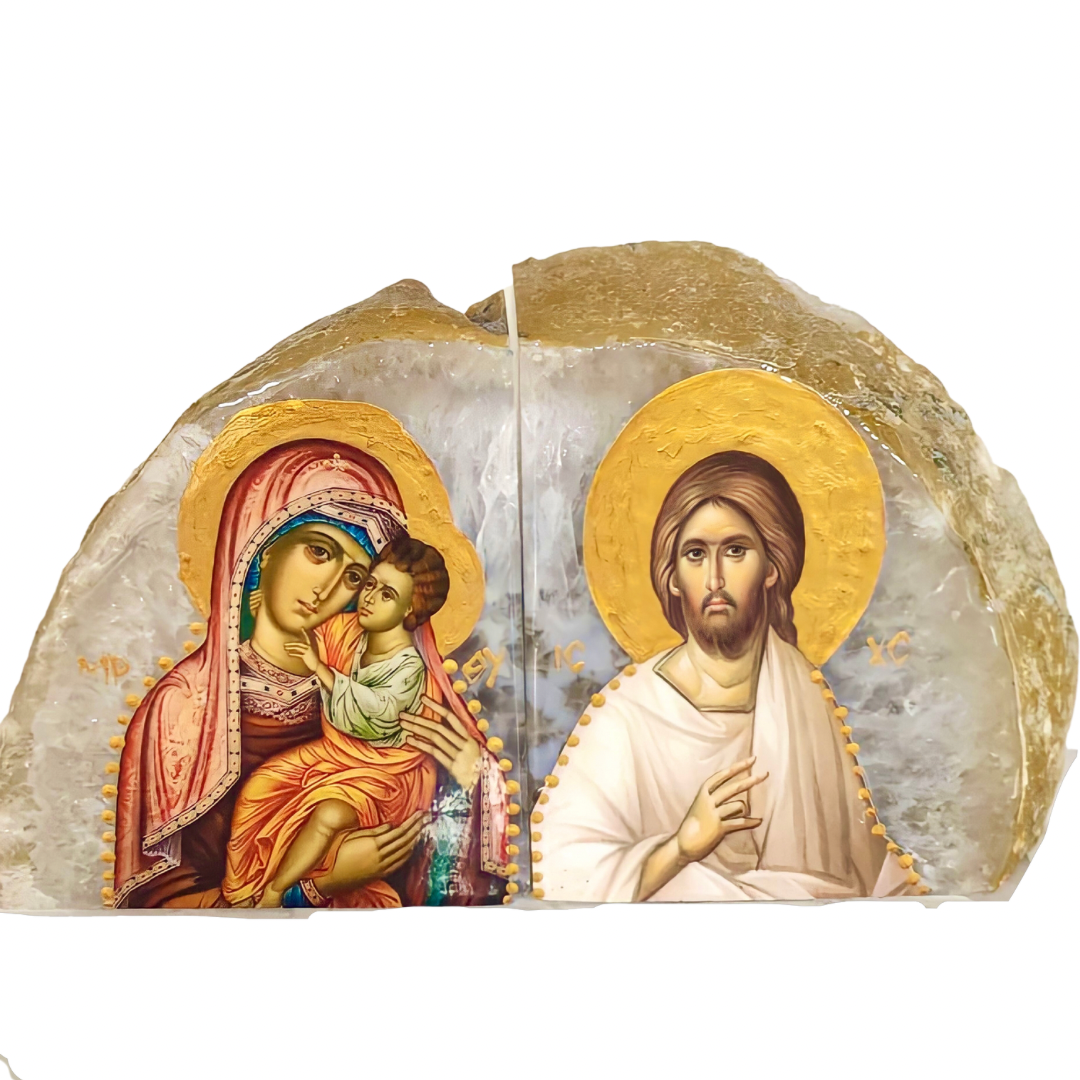 Brazilian Crystal Block - Mary And Jesus