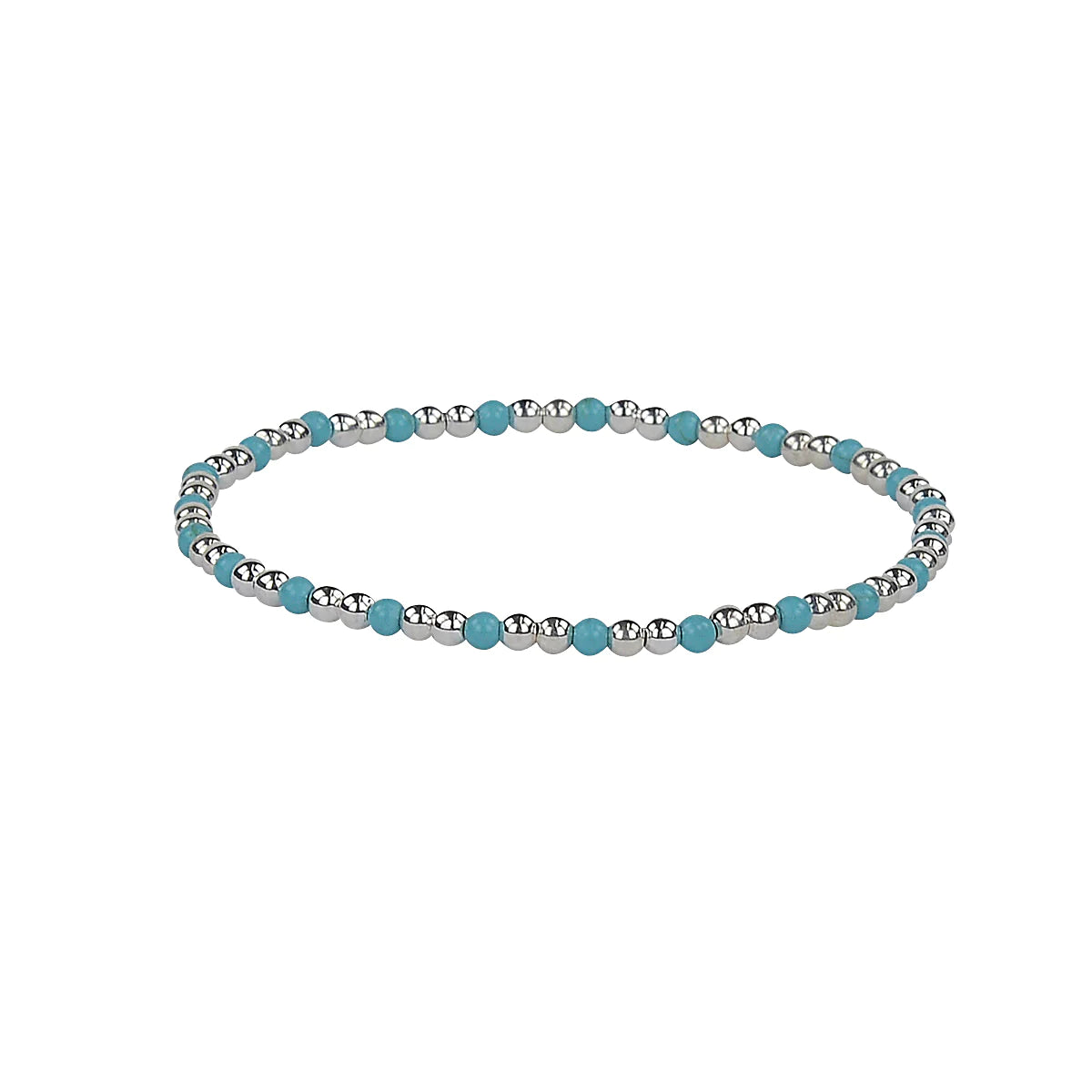 Turquoise And Silver Beaded Bracelet