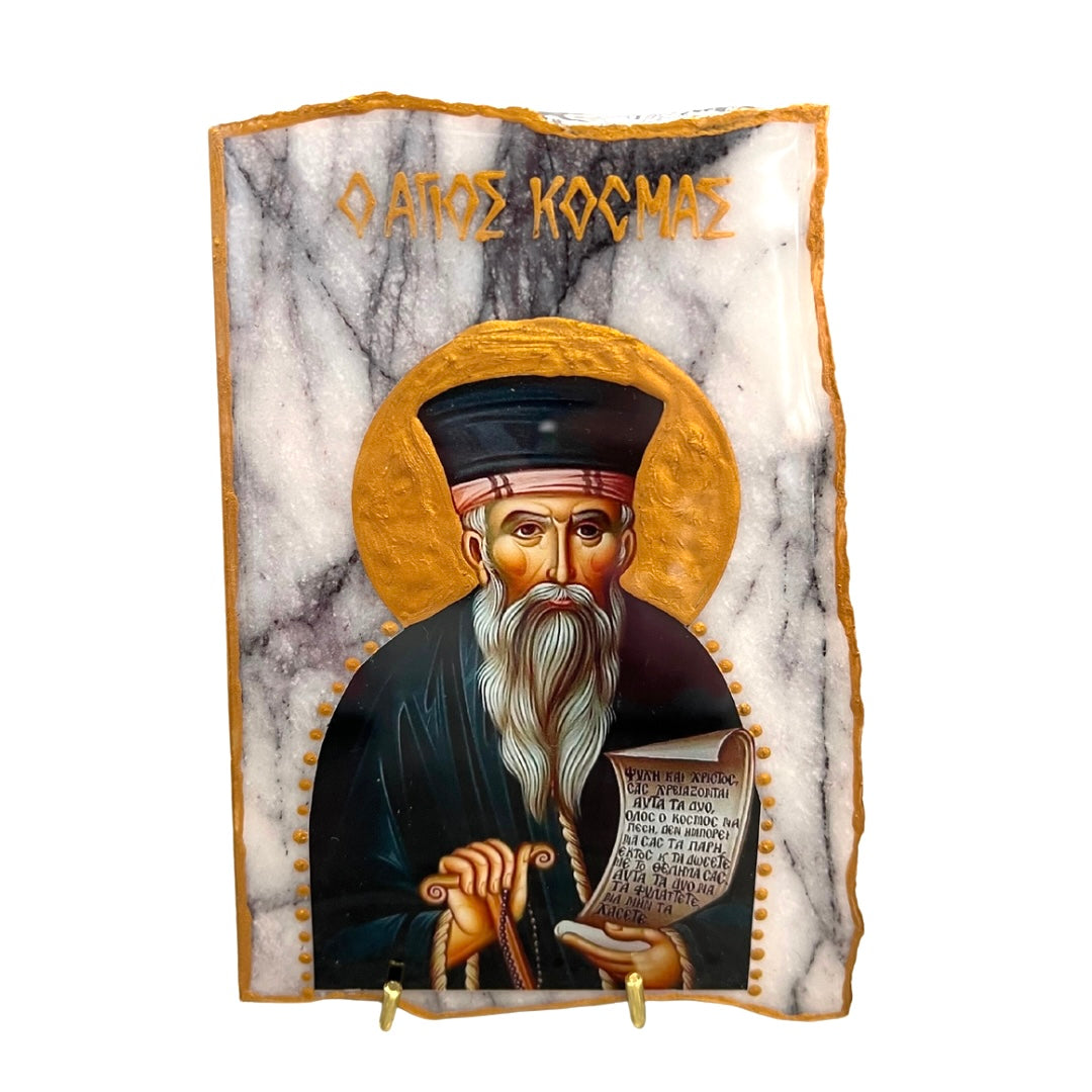 Saint Kosmas On Natural Marble