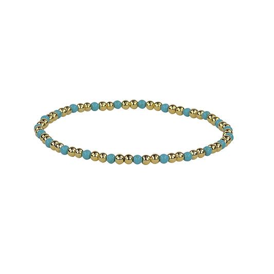 Turquoise And Gold Beaded Bracelet