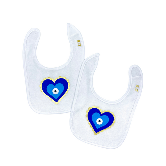 Blue and Golden Heart Bib