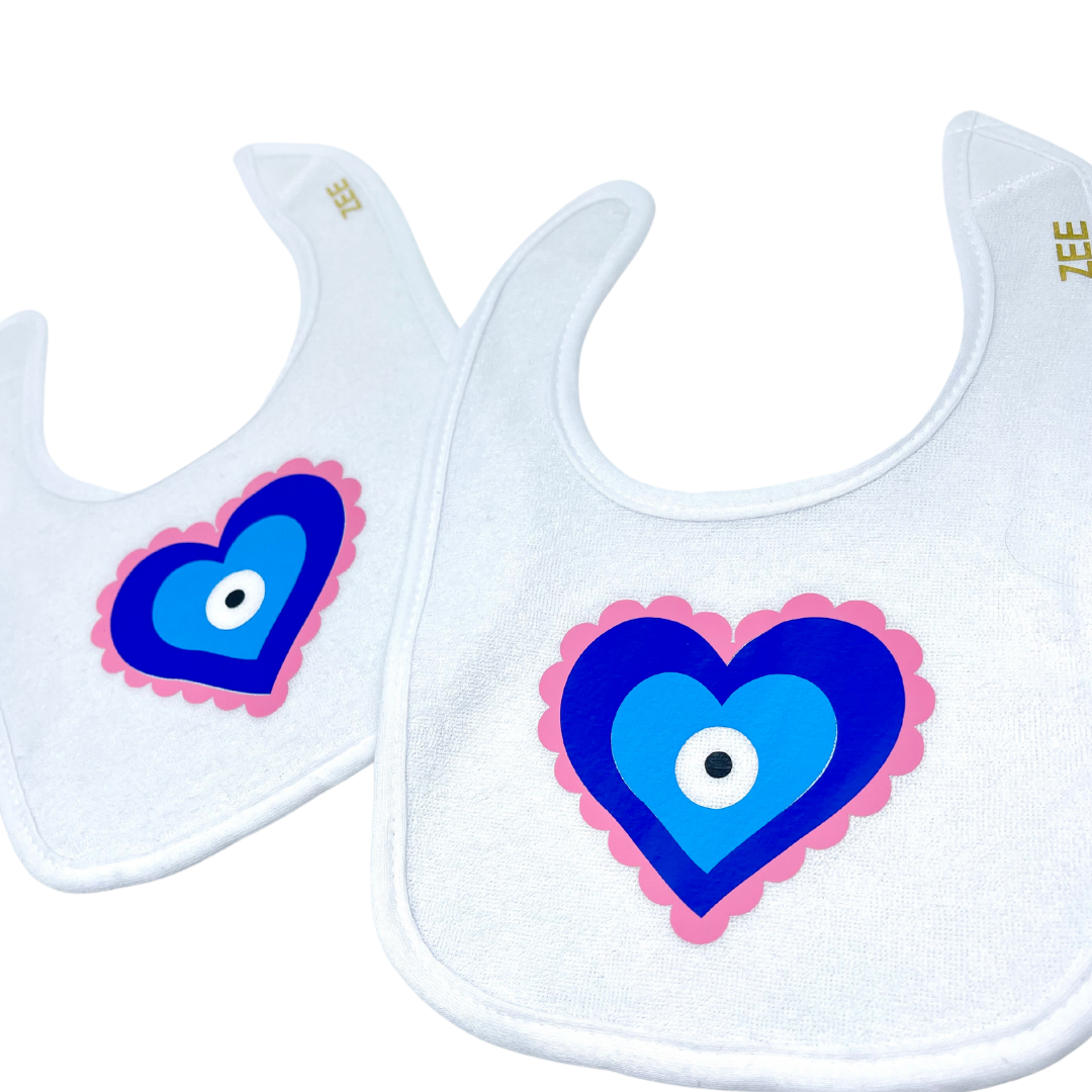 Pink Frilled Heart Bib