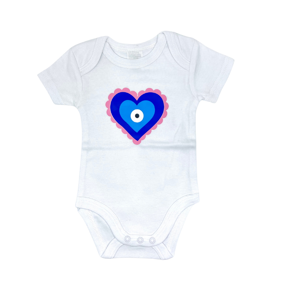 Pink and Golden Heart Short Sleeve Onesie