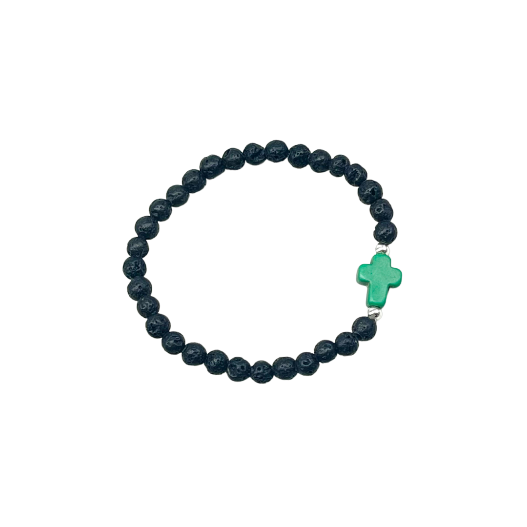 Beaded Green Cross Boys Bracelet