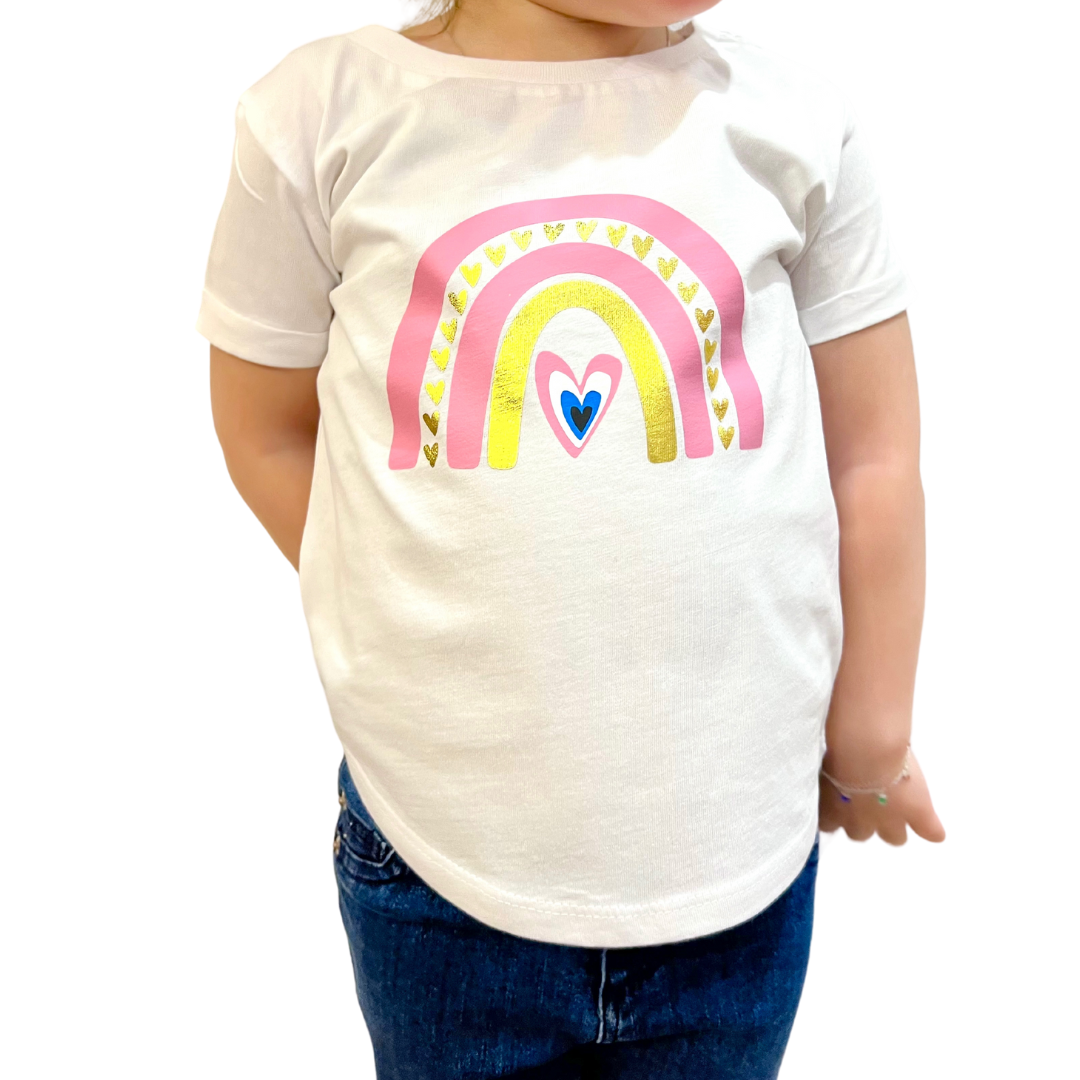 Rainbow Girls Tee White