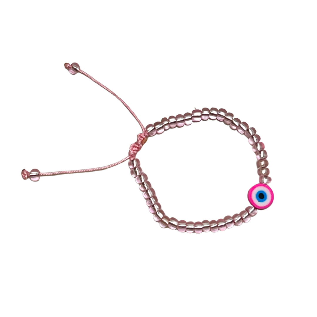 Eye Pink Beaded Stringy Bracelet- NewBorn / Kids